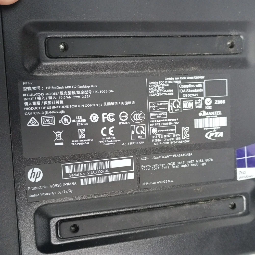 HP ProDesk 600 G2 Desktop Mini Intel Core i3 w/ AC Adapter Powers On   a12